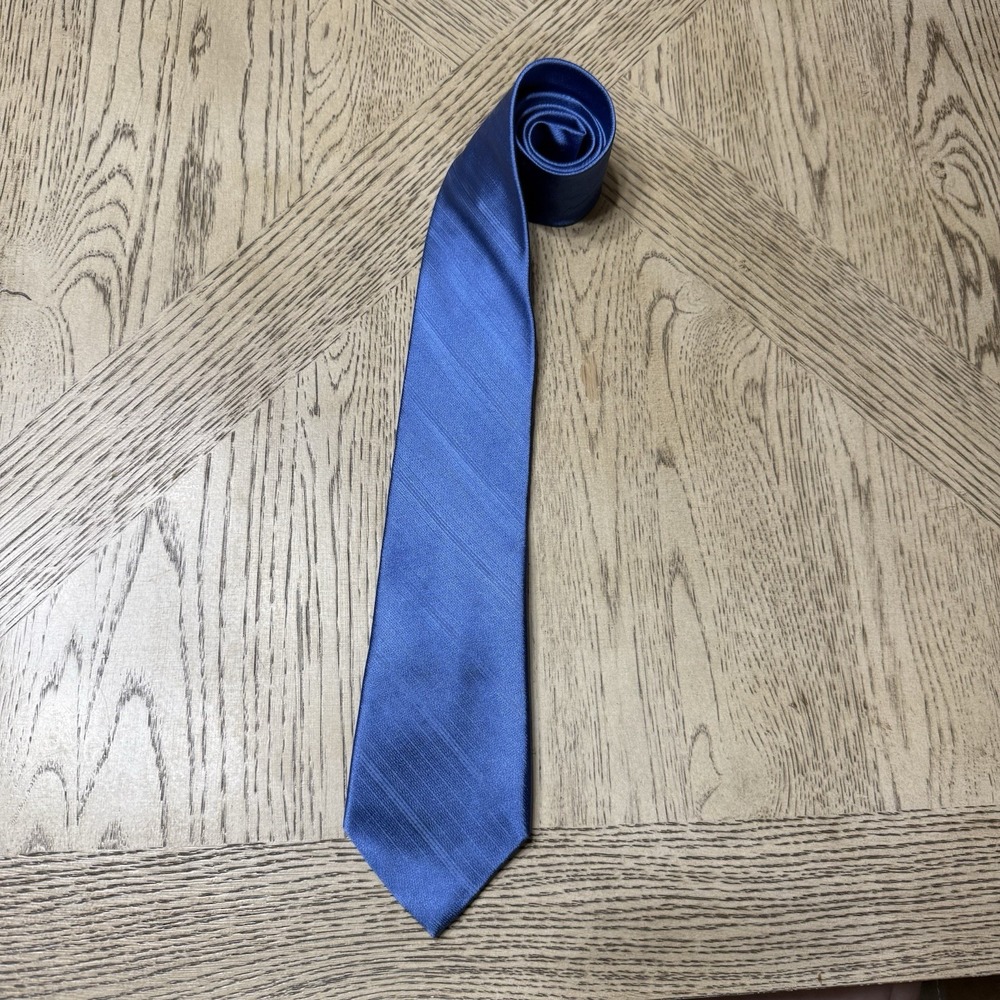 Calvin Klein Striped Blue 100% Silk Tie